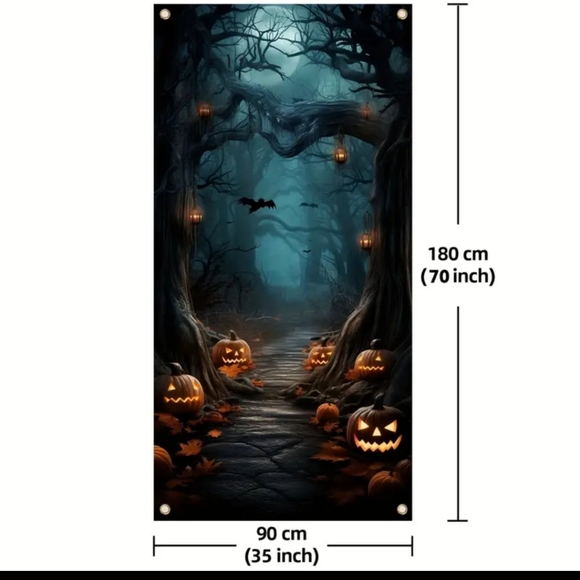New Door Banner Bats & Pumpkins Halloween. - Picture 6 of 6
